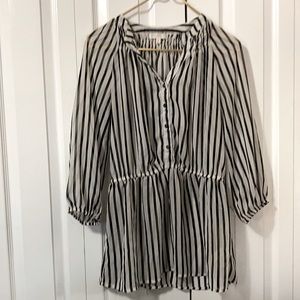 See Through Black & White Striped Blouse